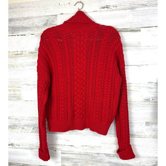 Lauren Ralph Lauren Women’s M Red Cable-Knit Pullover Turtleneck Sweater NEW - Picture 4 of 8